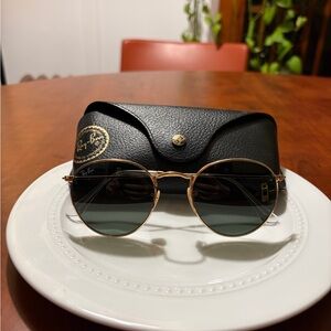 Ray-Ban Gold Frame Round-Metal Sunglasses